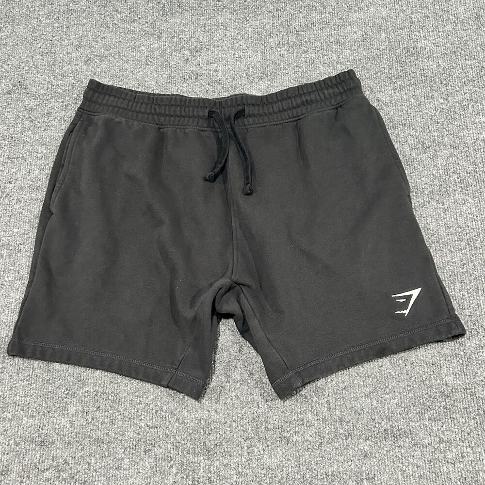 Gymshark Men's Large Black Sweat Shorts Fleece 7" Inseam Cotton Blend